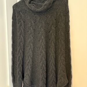 Cashmere Cozy Cable Knit Turtleneck Sweater - Gray